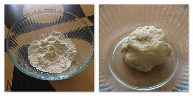 Process shot for preparing the dough for surul poli.